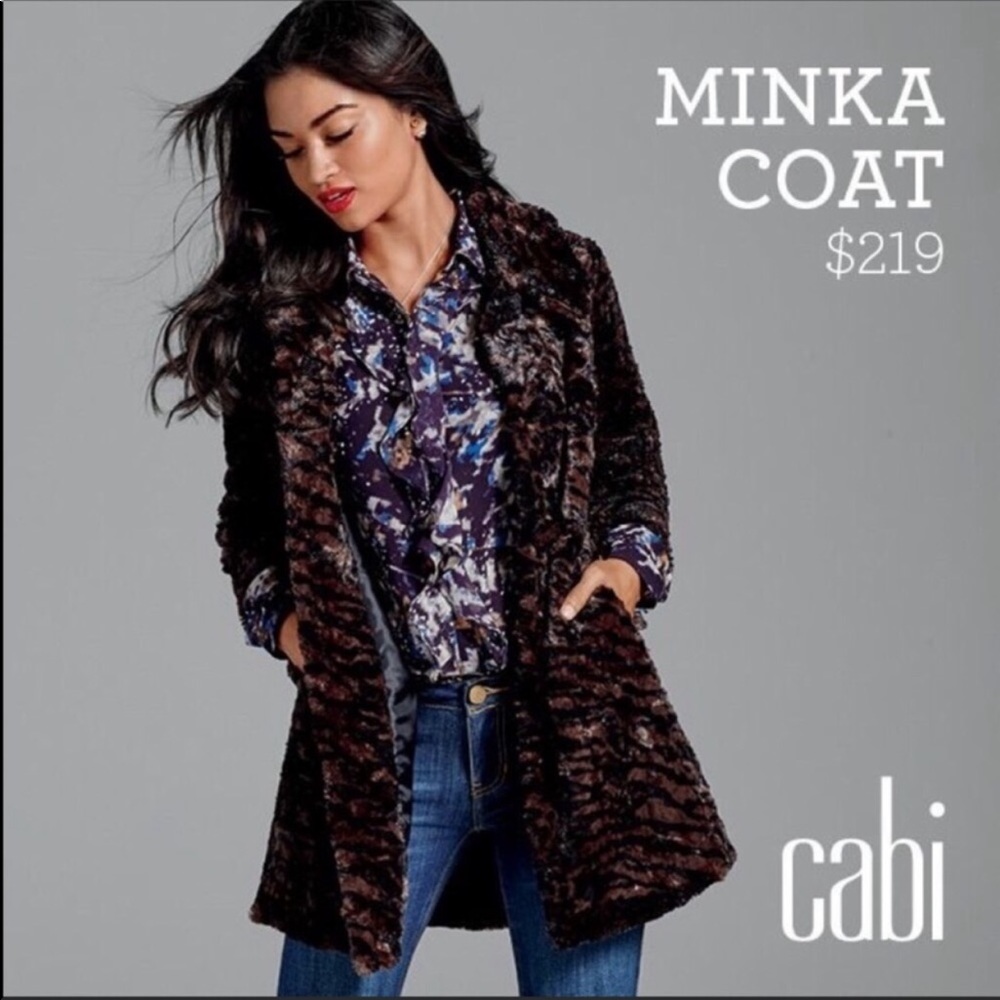 Cabi Minka Soft Brown Black Animal Print Coat